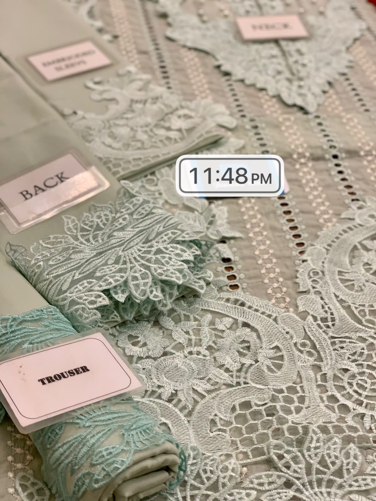 Mint Green Embroidered Lawn Suit with Red Dupatta