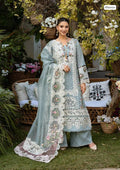 M600070 Ice Blue Chickenkari 3-Piece Unstitched Suit