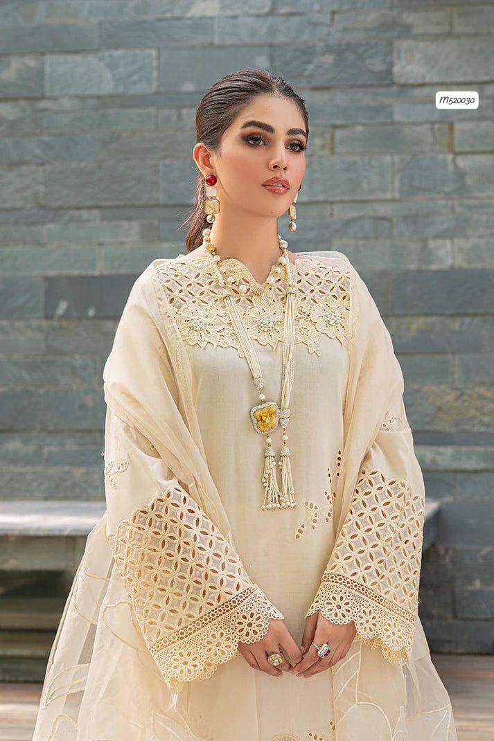 Ivory Embroidered Lawn Suit with Organza Dupatta
