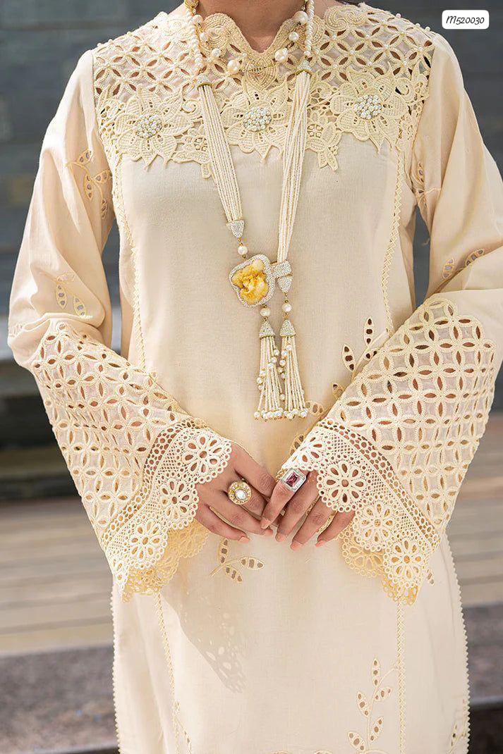 Ivory Embroidered Lawn Suit with Organza Dupatta